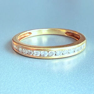 10K Yellow Gold .25 TCW Diamond Channel Set Infinity 3mm Anniversary Band Ring